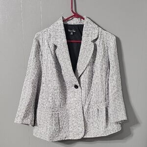Classic Black and White Tweed Blazer